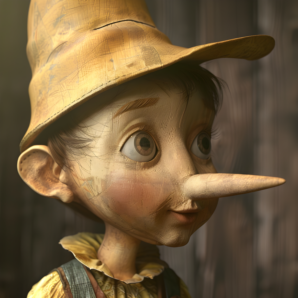A wooden puppet with a long nose, large eyes, and a pointed yellow hat is set against a background reminiscent of a doctor's office—symbolizing the journey of learning and training, just as primary care professionals hone their skills over time.