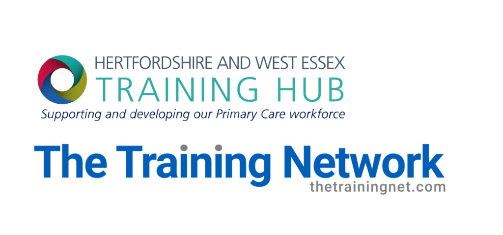 Logos of Hertfordshire and West Essex Training Hub and The Training Network.